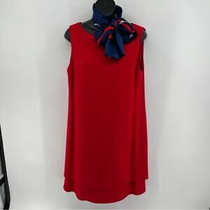 Vintage Liz Claiborne red dress with p saint hilaire Paris scarf